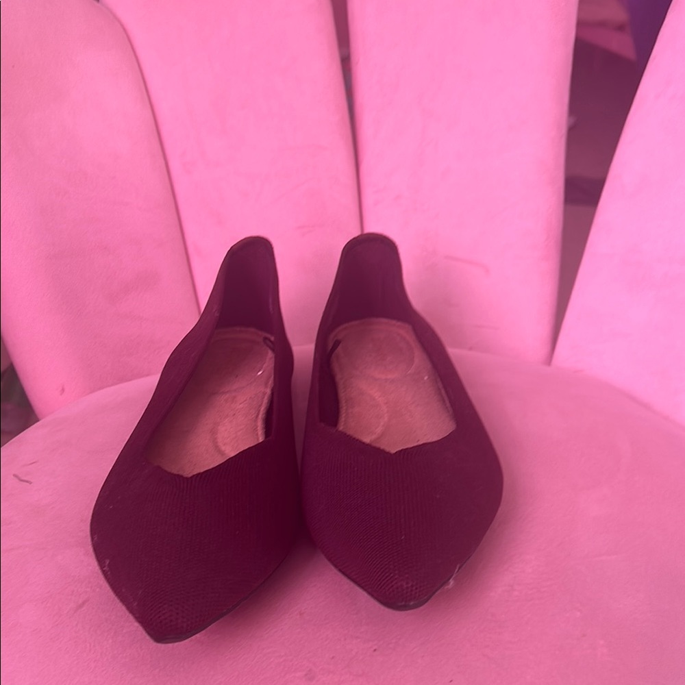 Black and Red Pointed Toe Flats